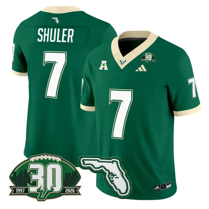 Jhalyn Shuler Jersey #7 South Florida Bulls 30th Patch Limited Stitched by My Store NCAA Football Jerseys