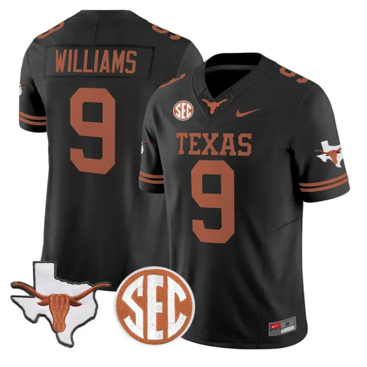 Jonah Williams Jersey #9 Texas Longhorns 2026 SEC Patch Stitched by My Store NCAA Football Jerseys