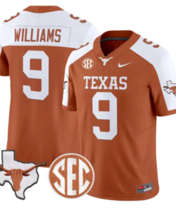 Jonah Williams Jersey #9 Texas Longhorns 2026 SEC Patch Stitched by My Store NCAA Football Jerseys
