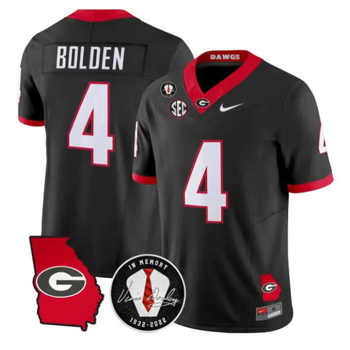 KJ Bolden Jersey #4 Georgia Bulldogs 2026 Vince Dooley Patch Stitched by My Store NCAA Football Jerseys