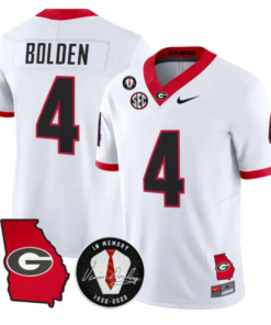 KJ Bolden Jersey #4 Georgia Bulldogs 2026 Vince Dooley Patch Stitched by My Store NCAA Football Jerseys