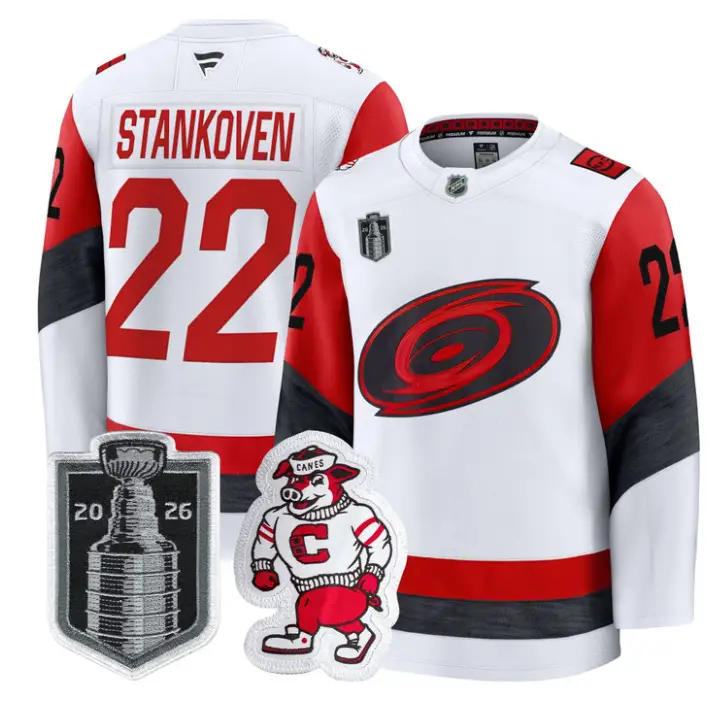 Logan Stankoven Jersey #22 Carolina Hurricanes 2026 Stanley Cup Stitched by Hockey David