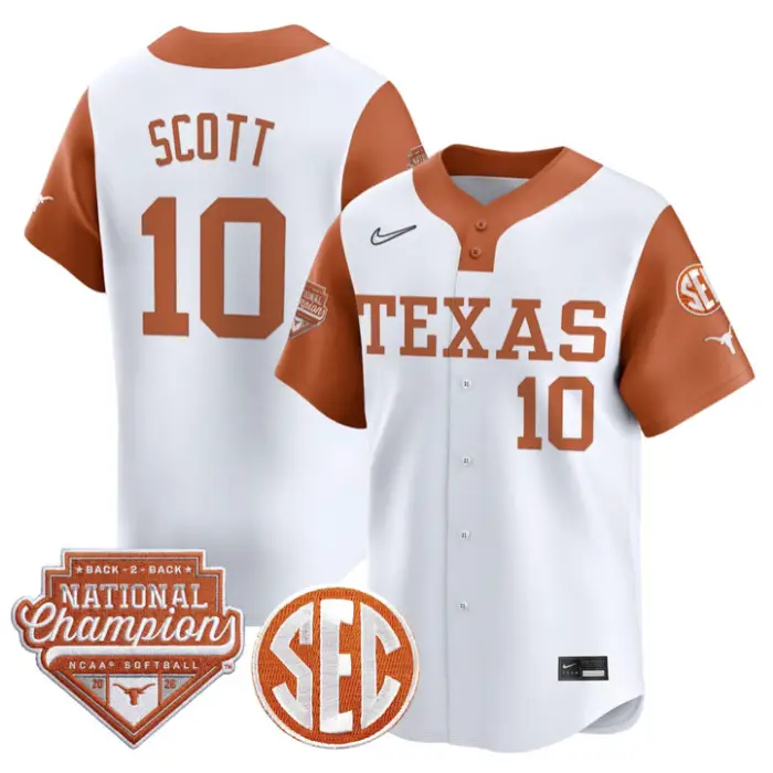 Mia Scott Jersey #10 Texas 2026 Back-To-Back World SeriesChampions by My Store