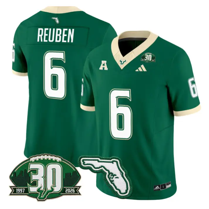 Mudia Reuben Jersey #6 South Florida Bulls 30th Patch Limited Stitched by My Store NCAA Football Jerseys