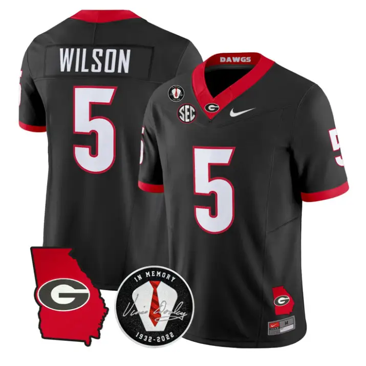Raylen Wilson Jersey #5 Georgia Bulldogs 2026 Vince Dooley Stitched by My Store NCAA Football Jerseys