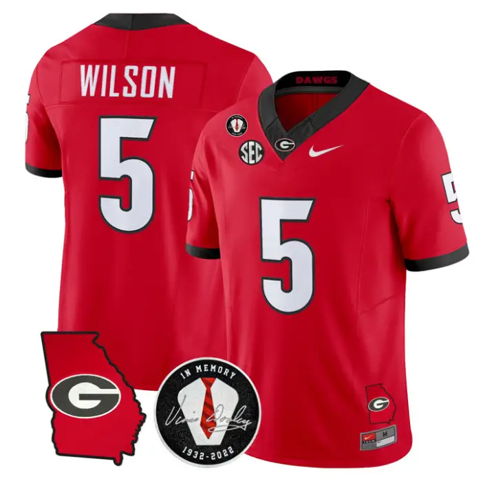 Raylen Wilson Jersey #5 Georgia Bulldogs 2026 Vince Dooley Stitched by My Store NCAA Football Jerseys