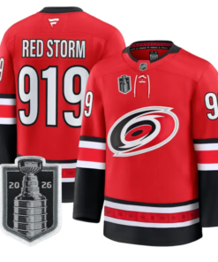 Red Storm Jersey #919 Carolina Hurricanes 2026 Stanley Cup Stitched by Hockey David