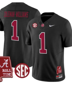 Ryan Coleman-Williams Jersey #1 Alabama Crimson 2026 SEC Patch Stitched