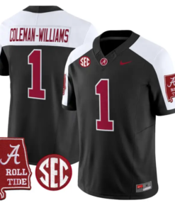 Ryan Coleman-Williams Jersey #1 Alabama Crimson 2026 SEC Patch Stitched