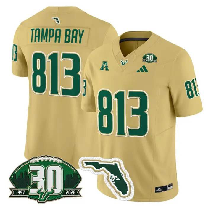 Tampa Bay Jersey #813 South Florida Bulls 30th Patch Limited Stitched by My Store NCAA Football Jerseys