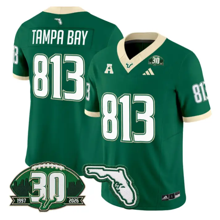 Tampa Bay Jersey #813 South Florida Bulls 30th Patch Limited Stitched by My Store NCAA Football Jerseys