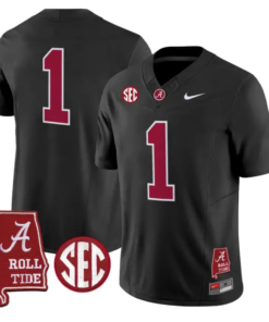 Team Jersey #1 Alabama Crimson 2026 SEC Patch Stitched by My Store NCAA Football Jerseys