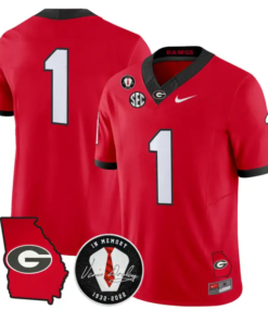 Team Jersey #1 Georgia Bulldogs 2026 Vince Dooley Patch Stitched