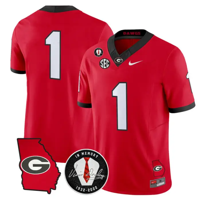 Team Jersey #1 Georgia Bulldogs 2026 Vince Dooley Patch Stitched