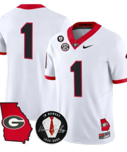 Team Jersey #1 Georgia Bulldogs 2026 Vince Dooley Patch Stitched