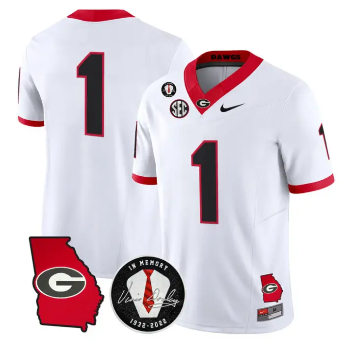 Team Jersey #1 Georgia Bulldogs 2026 Vince Dooley Patch Stitched
