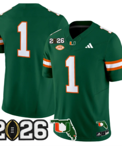 Team Jersey #1 Miami Hurricanes 2026 CFP Final Patch Stitched