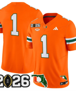 Team Jersey #1 Miami Hurricanes 2026 CFP Final Patch Stitched
