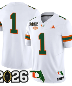 Team Jersey #1 Miami Hurricanes 2026 CFP Final Patch Stitched