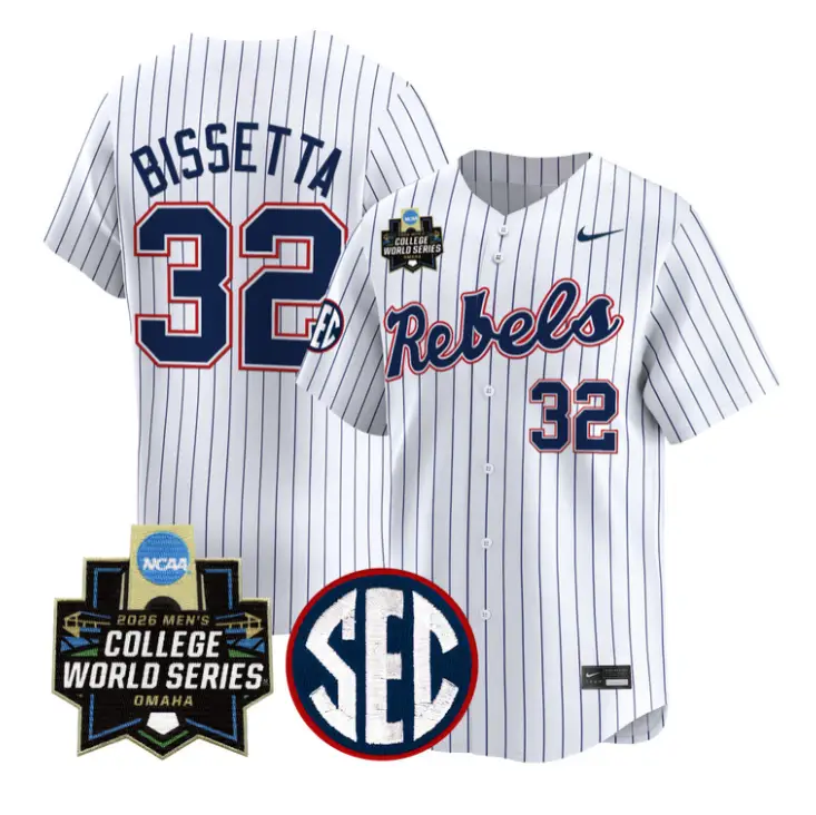 Tristan Bissetta Jersey #32 Ole Miss 2026 World Series Vapor Stitched by My Store