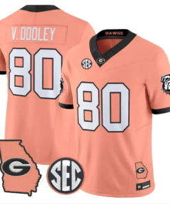 Vince Dooley Jersey #80 Georgia Bulldogs 2026 The Big Peach Stitched by My Store NCAA Football Jerseys