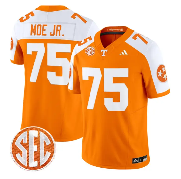 Wendell Moe Jr Jersey #75 Tennessee Vols 2026 Vapor Limited Stitched by My Store NCAA Football Jerseys