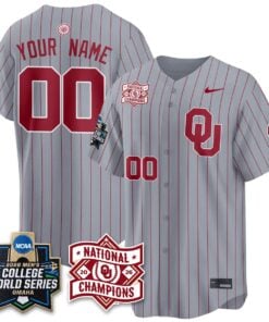 Oklahoma Sooners 2026 NCAA Baseball College World Series Champions Vapor Custom Jersey - Stitched