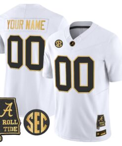 Alabama Crimson Tide 2026 Gold Vapor Limited Custom Jersey - Alabama Map - Stitched