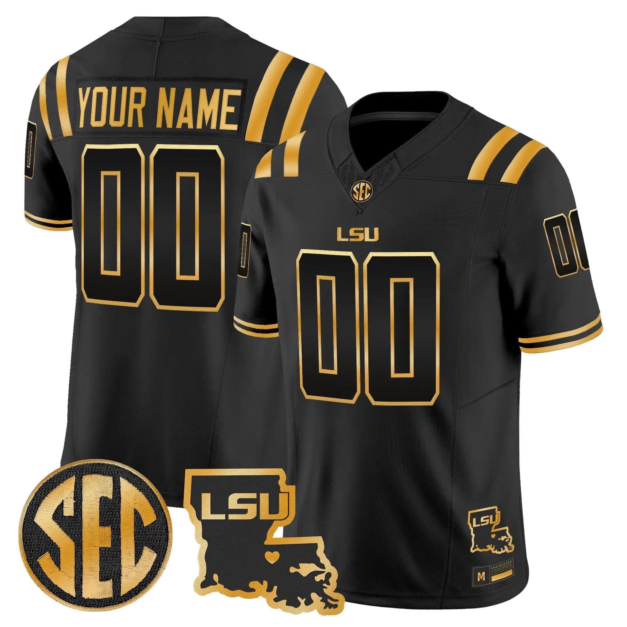 LSU Tigers 2026 Louisiana Patch Gold Vapor Limited Custom Jersey - Stitched - Top Design Fan LSU Tigers 2026 Louisiana Patch Gold Vapor Limited Custom Jersey - Stitched