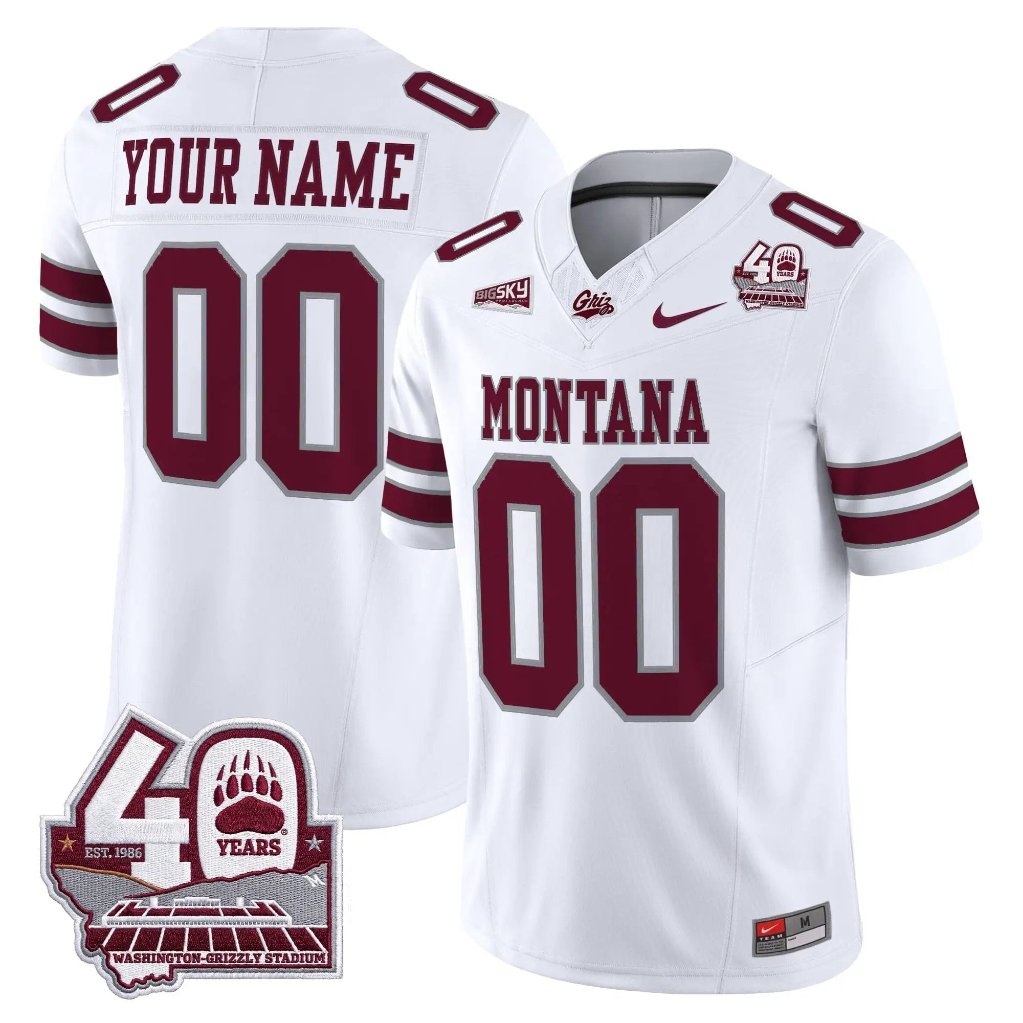 Montana Grizzlies 2026 Vapor Limited Custom Jersey - 40th Anniversary Patch - Stitched - Top Design Fan Montana Grizzlies 2026 Vapor Limited Custom Jersey - 40th Anniversary Patch - Stitched