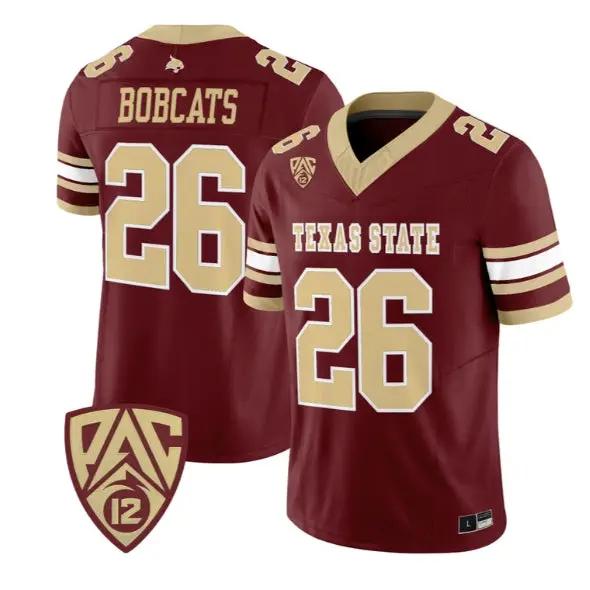 Bobcats Jersey #26 Texas State Bobcats 2026 Vapor Limited Stitched by My Store NCAA Football Jerseys