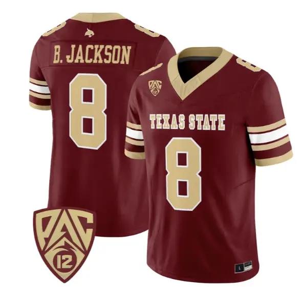Brad Jackson Jersey #8 Texas State Bobcats 2026 Vapor All Stitched by My Store NCAA Football Jerseys
