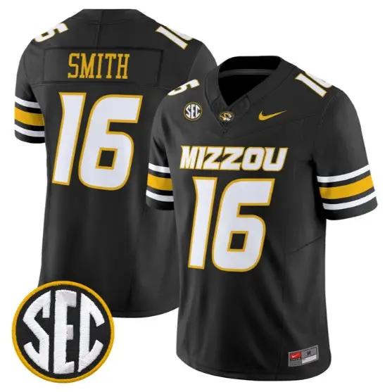 Brad_Smith_16_Missouri_Tigers_Jersey_2026_Vapor_Limited_All_Stitched_Black - Top Design Fan Brad Smith #16 Missouri Tigers Jersey 2026 Vapor Limited All Stitched by My Store NCAA Football Jerseys