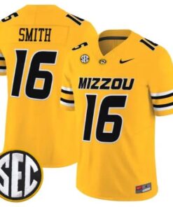 Brad_Smith_16_Missouri_Tigers_Jersey_2026_Vapor_Limited_All_Stitched_Gold - Top Design Fan Brad Smith #16 Missouri Tigers Jersey 2026 Vapor Limited All Stitched by My Store NCAA Football Jerseys
