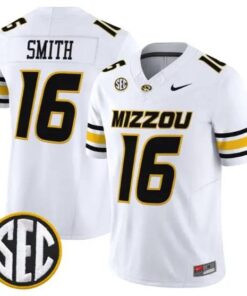 Brad_Smith_16_Missouri_Tigers_Jersey_2026_Vapor_Limited_All_Stitched_White - Top Design Fan Brad Smith #16 Missouri Tigers Jersey 2026 Vapor Limited All Stitched by My Store NCAA Football Jerseys