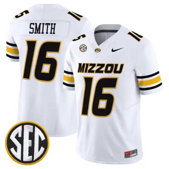 Brad_Smith_16_Missouri_Tigers_Jersey_2026_Vapor_Limited_All_Stitched_White - Top Design Fan Brad Smith #16 Missouri Tigers Jersey 2026 Vapor Limited All Stitched by My Store NCAA Football Jerseys