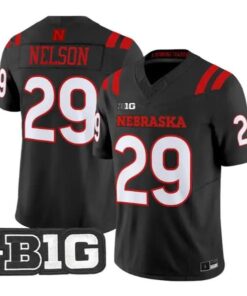 Carter Nelson #29 Nebraska Cornhuskers Jersey 2026 Alternate All-black Stitched by My Store NCAA Football Jerseys