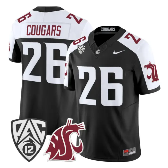 Cougars Jersey #26 Washington State Cougars 2026 Vapor Stitched Black Alter by My Store NCAA Football Jerseys