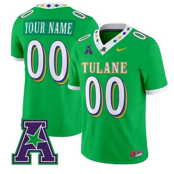 Custom Tulane Green Wave Jersey Name, Number 2026 City Edition Limited Stitched by My Store NCAA Football Jerseys