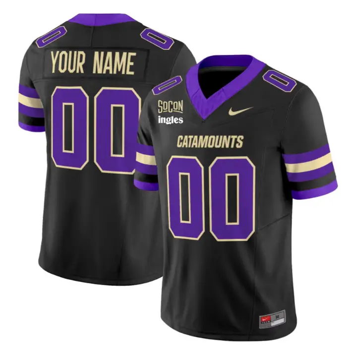Custom Western Carolina Catamounts Jersey 2026 Name and Number Black Stitched by My Store NCAA Football Jerseys
