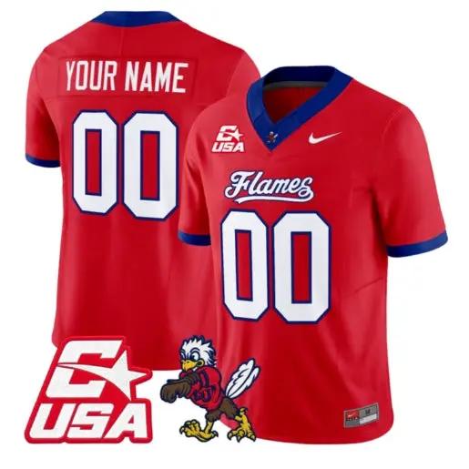 Custom Liberty Flames Jersey Name, Number 2026 Vapor Limited Stitched by My Store NCAA Football Jerseys