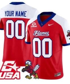Custom Liberty Flames Jersey Name, Number 2026 Vapor Limited Stitched by My Store NCAA Football Jerseys