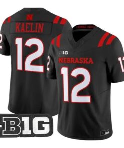 Daniel Kaelin #12 Nebraska Cornhuskers Jersey 2026 Alternate All-black Stitched by My Store NCAA Football Jerseys
