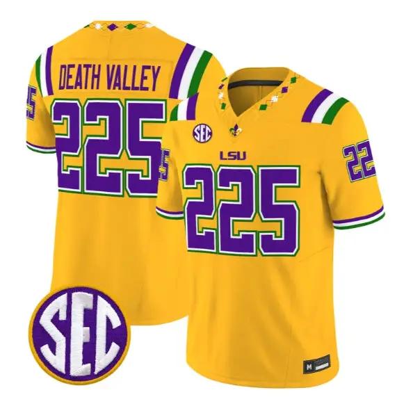 Death Valley #225 LSU Tigers Jersey 2026 Mardi Gras Edition All Stitched by My Store NCAA Football Jerseys