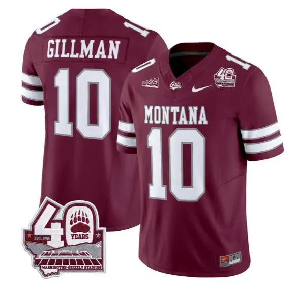 Eli Gillman Jersey #10 Montana Grizzlies 2026 Limited All Stitched by My Store NCAA Football Jerseys