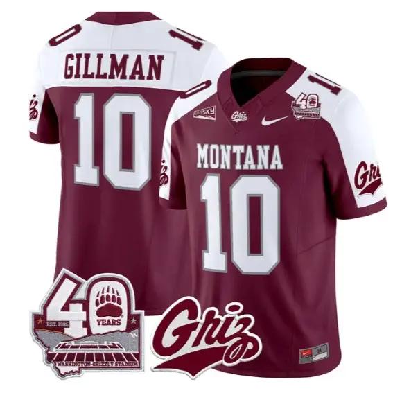Eli Gillman Jersey #10 Montana Grizzlies 2026 Limited All Stitched by My Store NCAA Football Jerseys