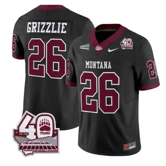 Grizzlie Jersey #26 Montana Grizzlies 2026-40th Anniv Patch Stitched by My Store NCAA Football Jerseys