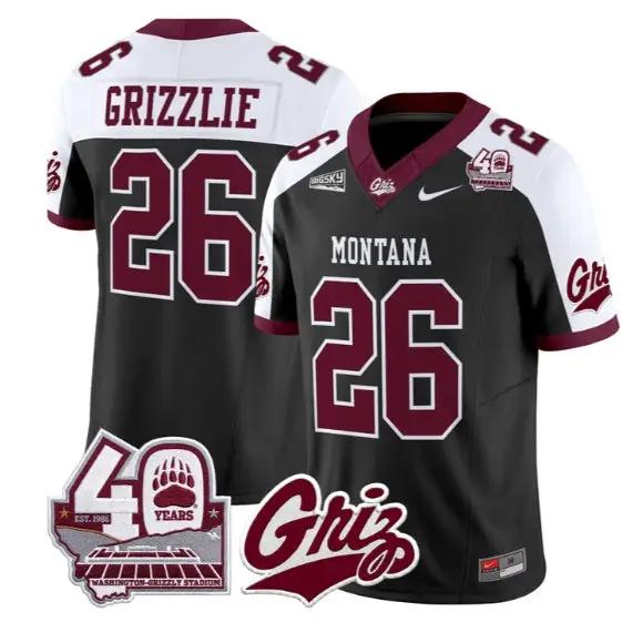 Grizzlie Jersey #26 Montana Grizzlies 2026-40th Anniv Patch Stitched by My Store NCAA Football Jerseys