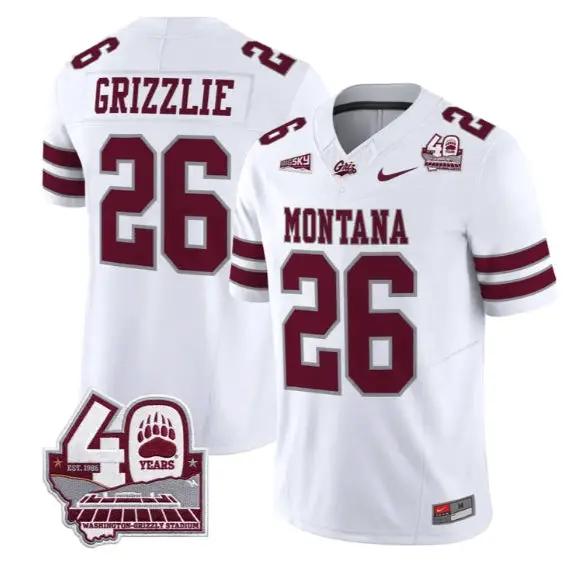 Grizzlie Jersey #26 Montana Grizzlies 2026-40th Anniv Patch Stitched by My Store NCAA Football Jerseys