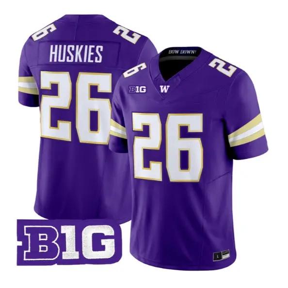 Huskies #26 Washington Huskies Jersey 2026 Vapor Limited Stitched by My Store NCAA Football Jerseys